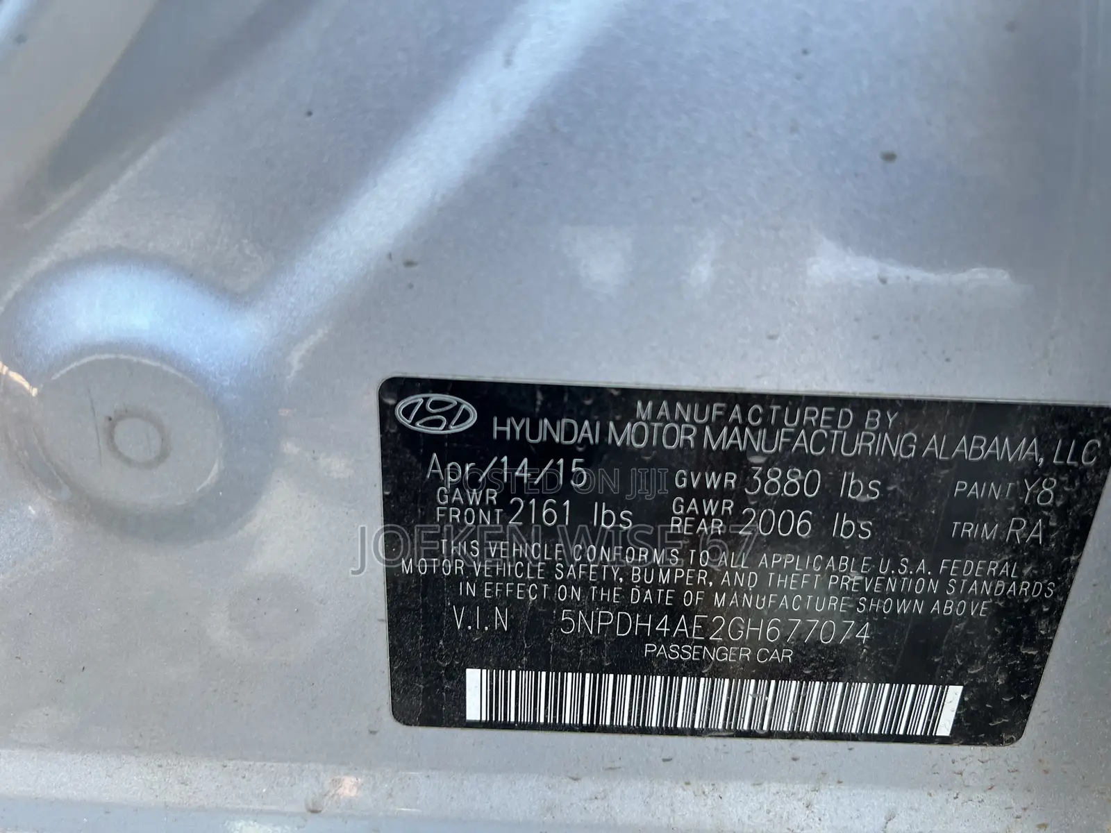 Hyundai Elantra Limited 4dr Sedan (1.8L 4cyl 6A) 2015 Gray