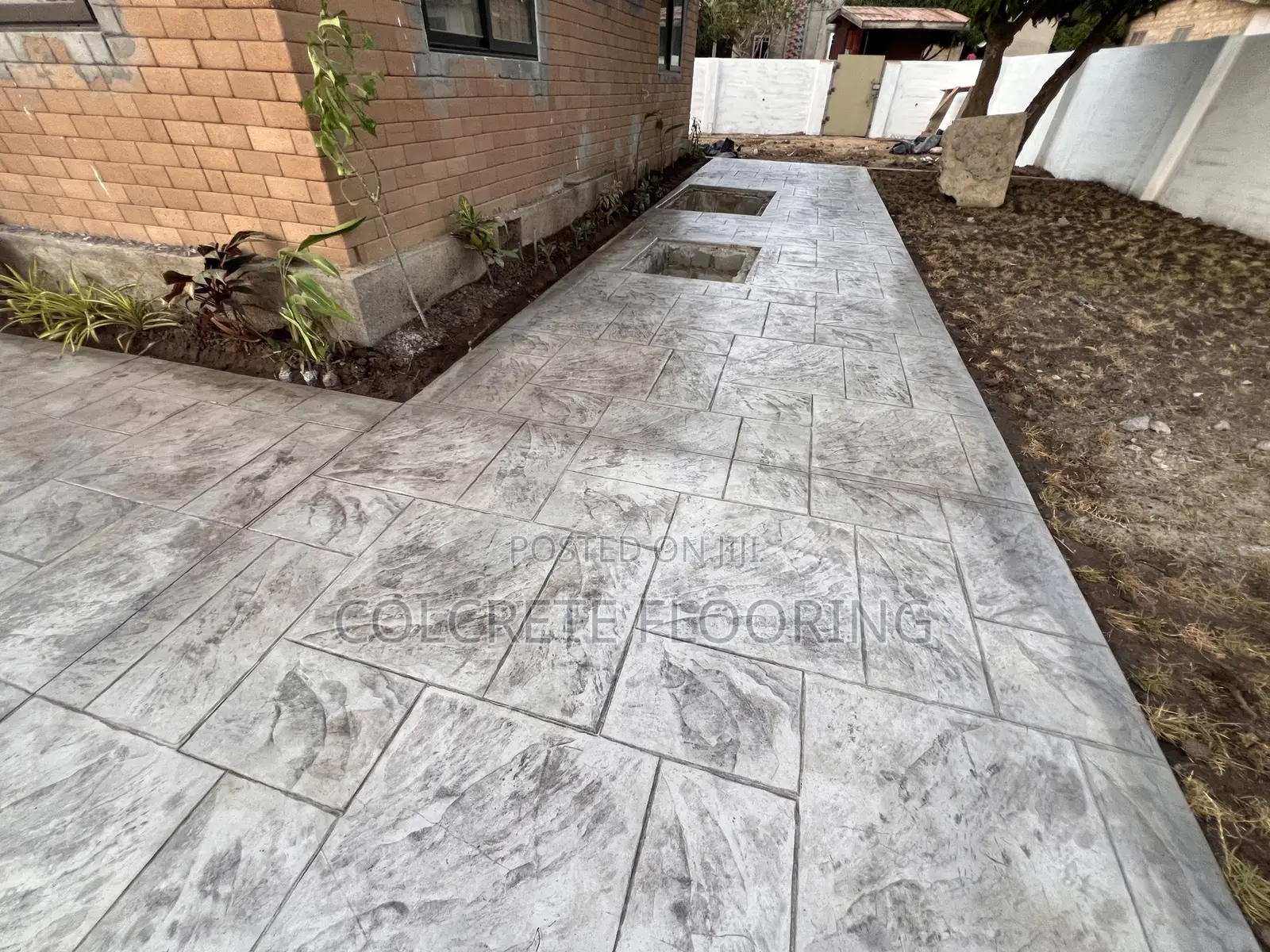 Ashlar Slate Concrete Floor #011