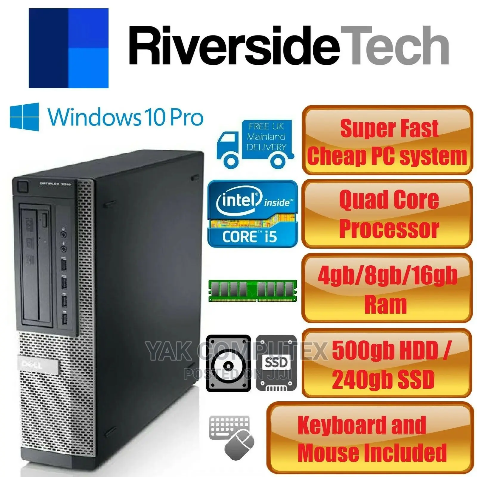 Desktop Computer Dell 4GB Intel Core I5 HDD 500GB