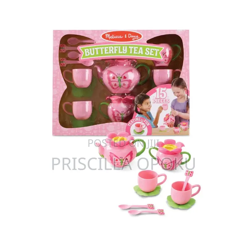 Melissa Doug Bella Butterfly 15-Piece Pretend Play Tea Set