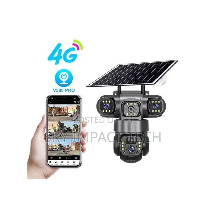 V380 Solar Security Camera - 4g, Pan-Tilt, Night Vision, Waterproof