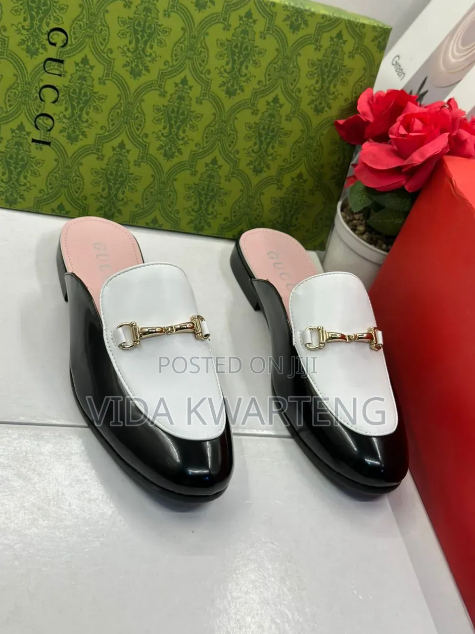Gucci Black and White Half Shoe