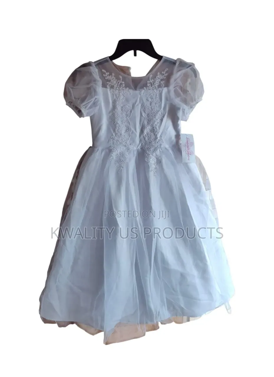Bonnie Jean Girls Applique Detail White Lace Dress - 8 and 9 Years