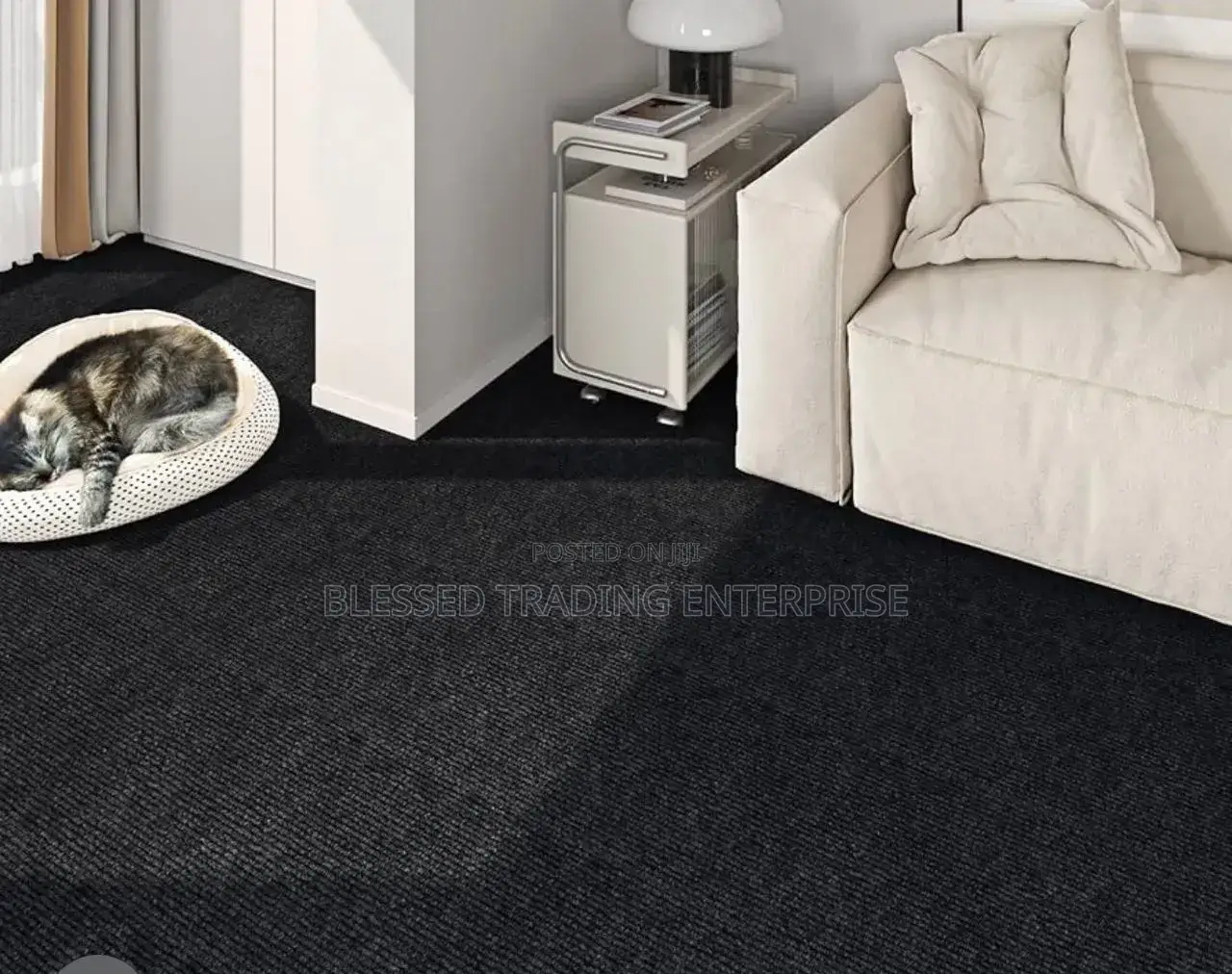 Black Woolen Carpet