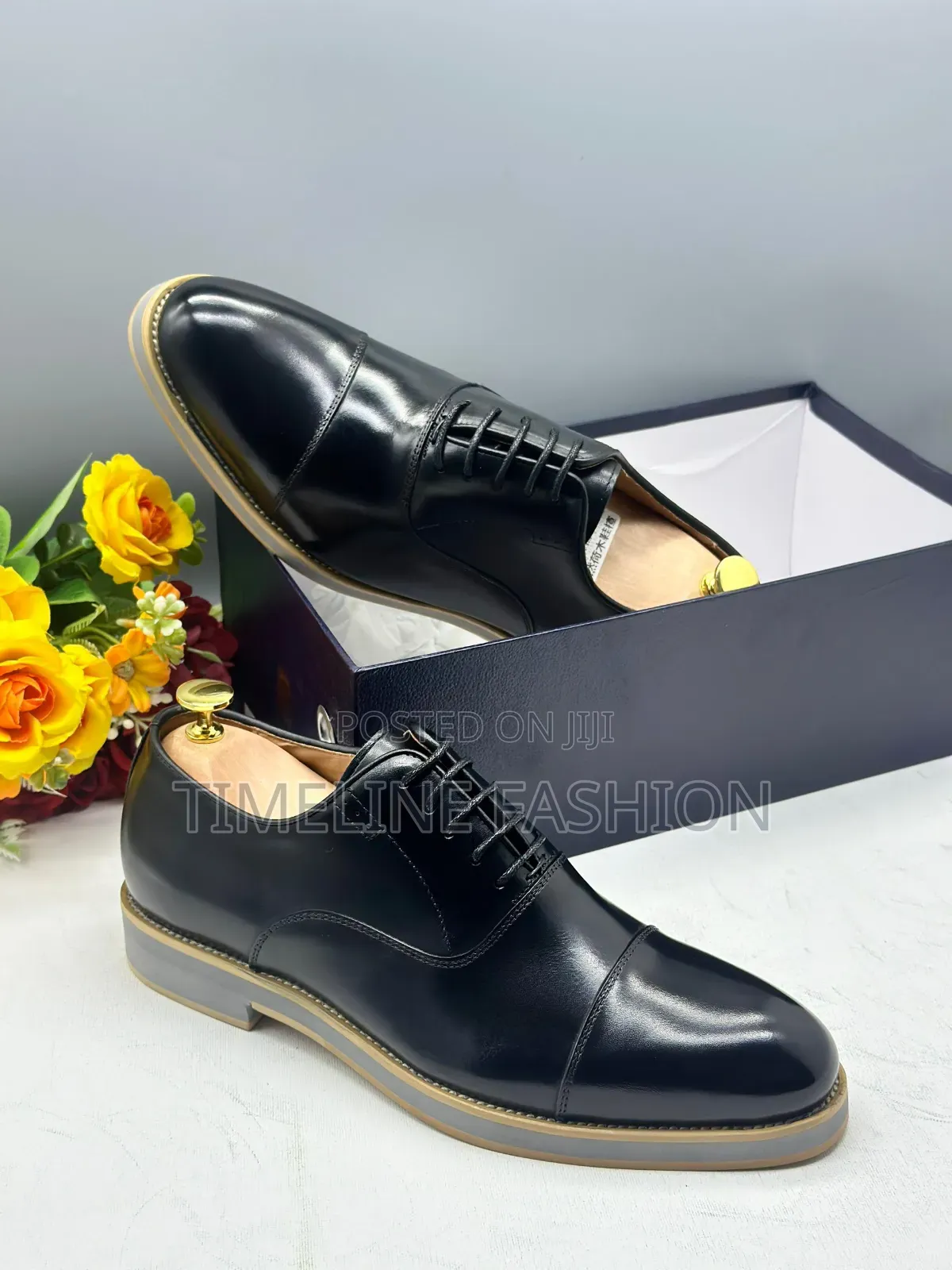Anax Executive Men's Durable Leather Lace Up Shoes Black