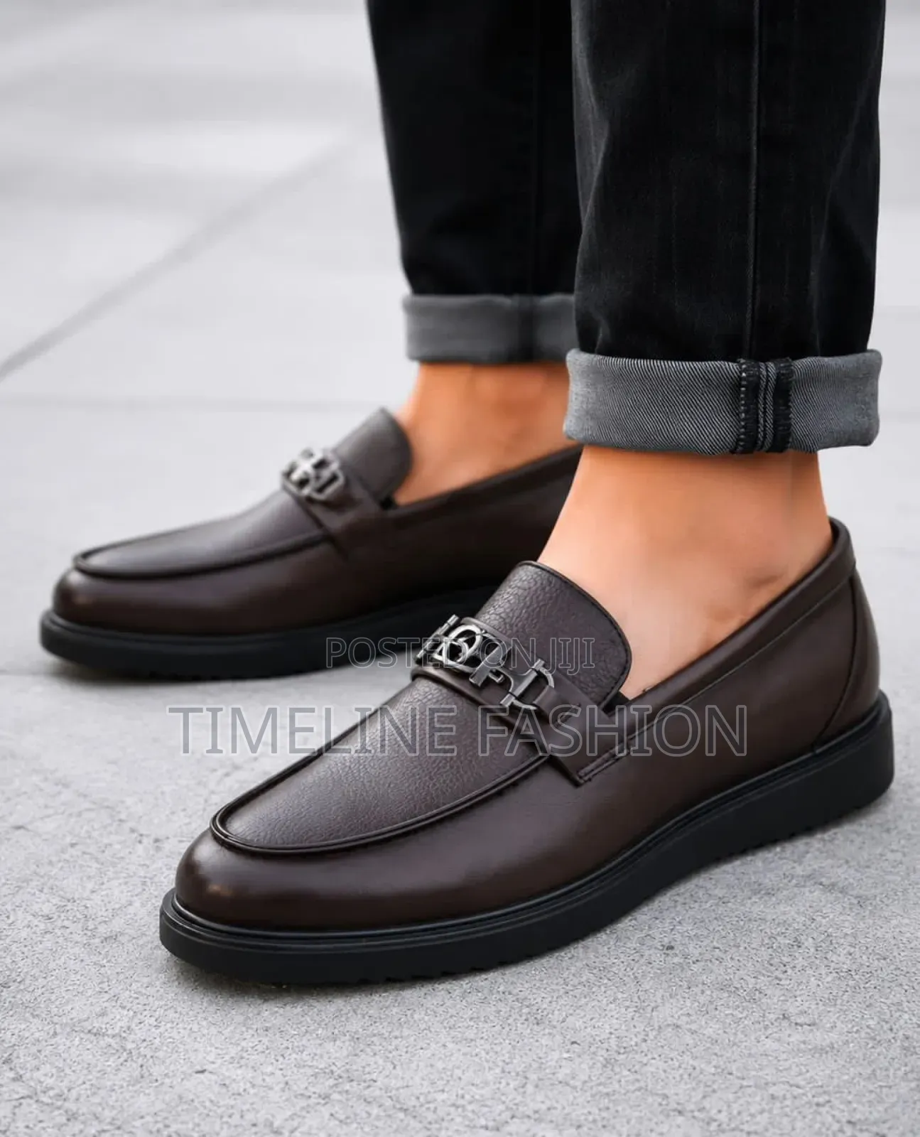 Coffee Brown Berluti Leather Loafers With Black Soles