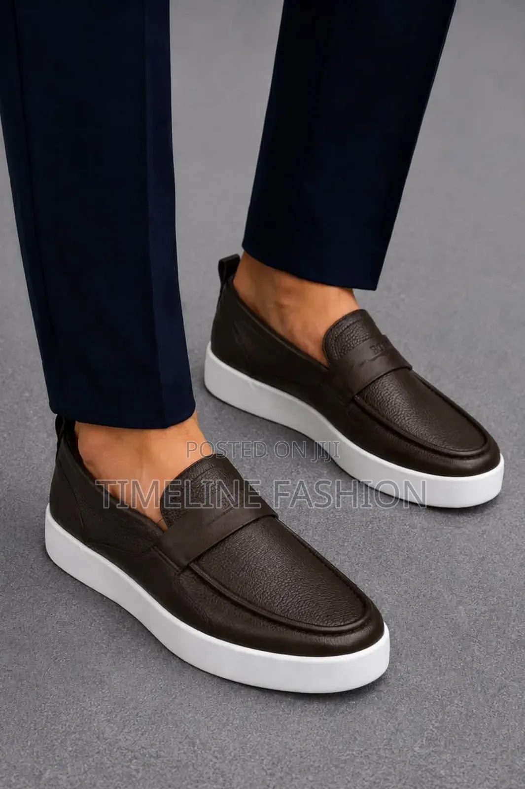 Hugo Boss Coffee Brown and White Leather Sneakers