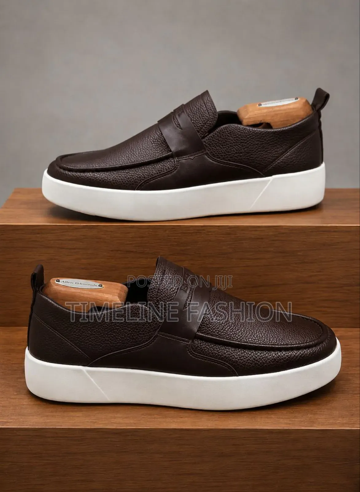 Hugo Boss Coffee Brown and White Leather Sneakers