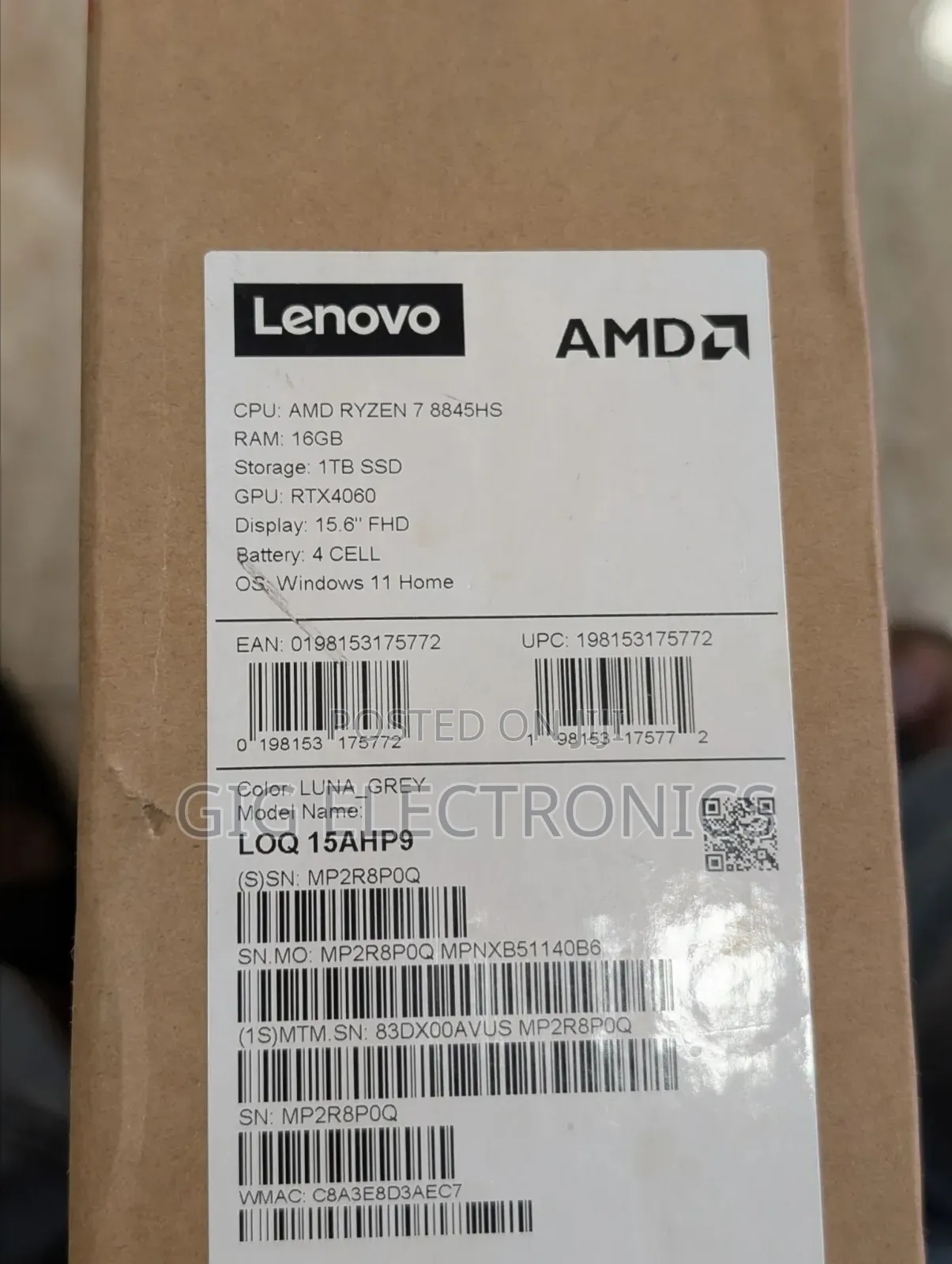 New Laptop Lenovo LOQ 15ARP9 16GB AMD Ryzen 7 SSD 1T