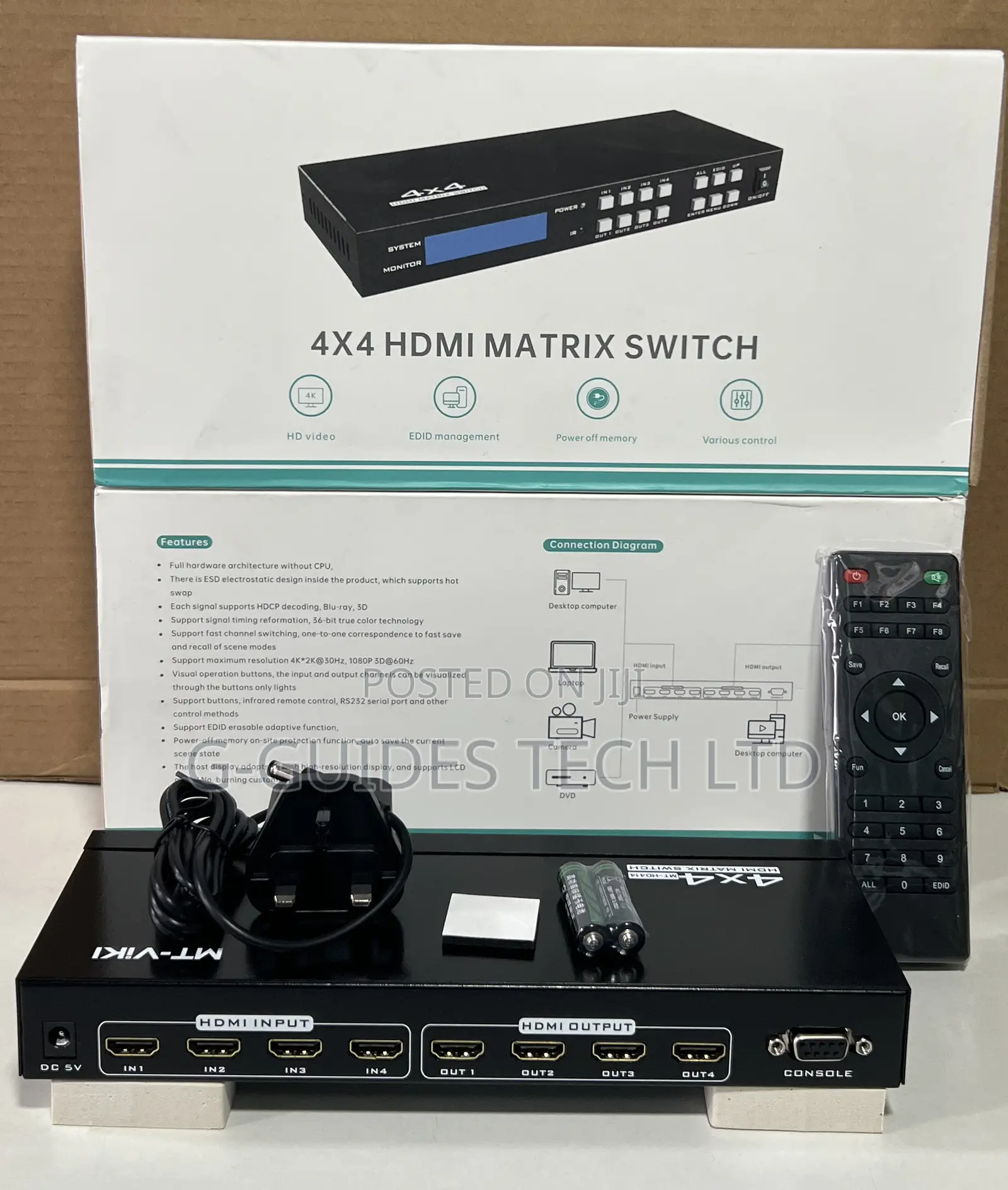 Mt-Viki 4x4 Hdmi Matrix Switch,4-in 4-Out Hdmi Matrix Switch