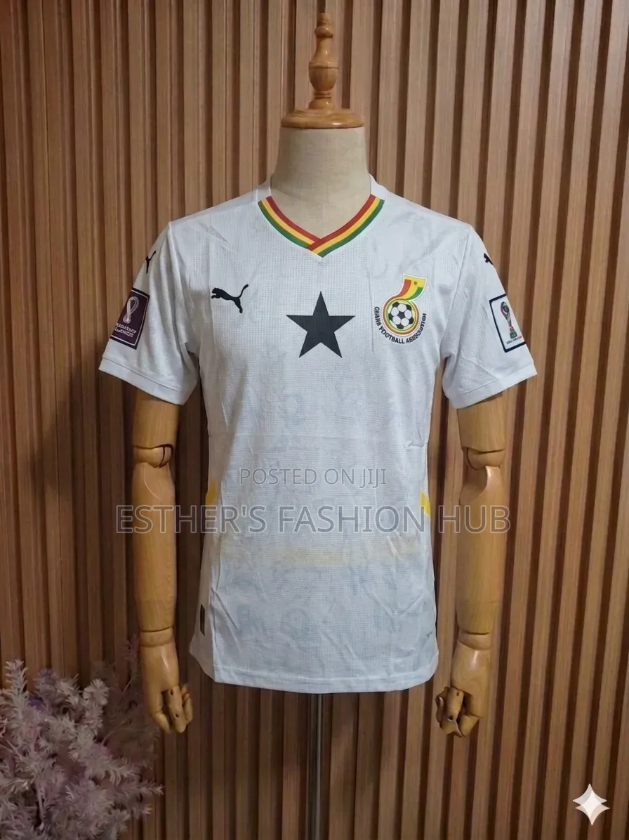 Ghana Jersey 24/25 Home White With World Cup Patches