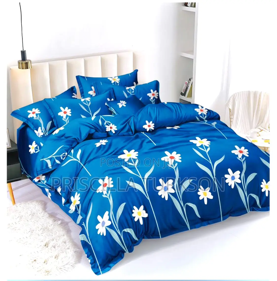 Deep Blue Bedsheet With Pillow Cases