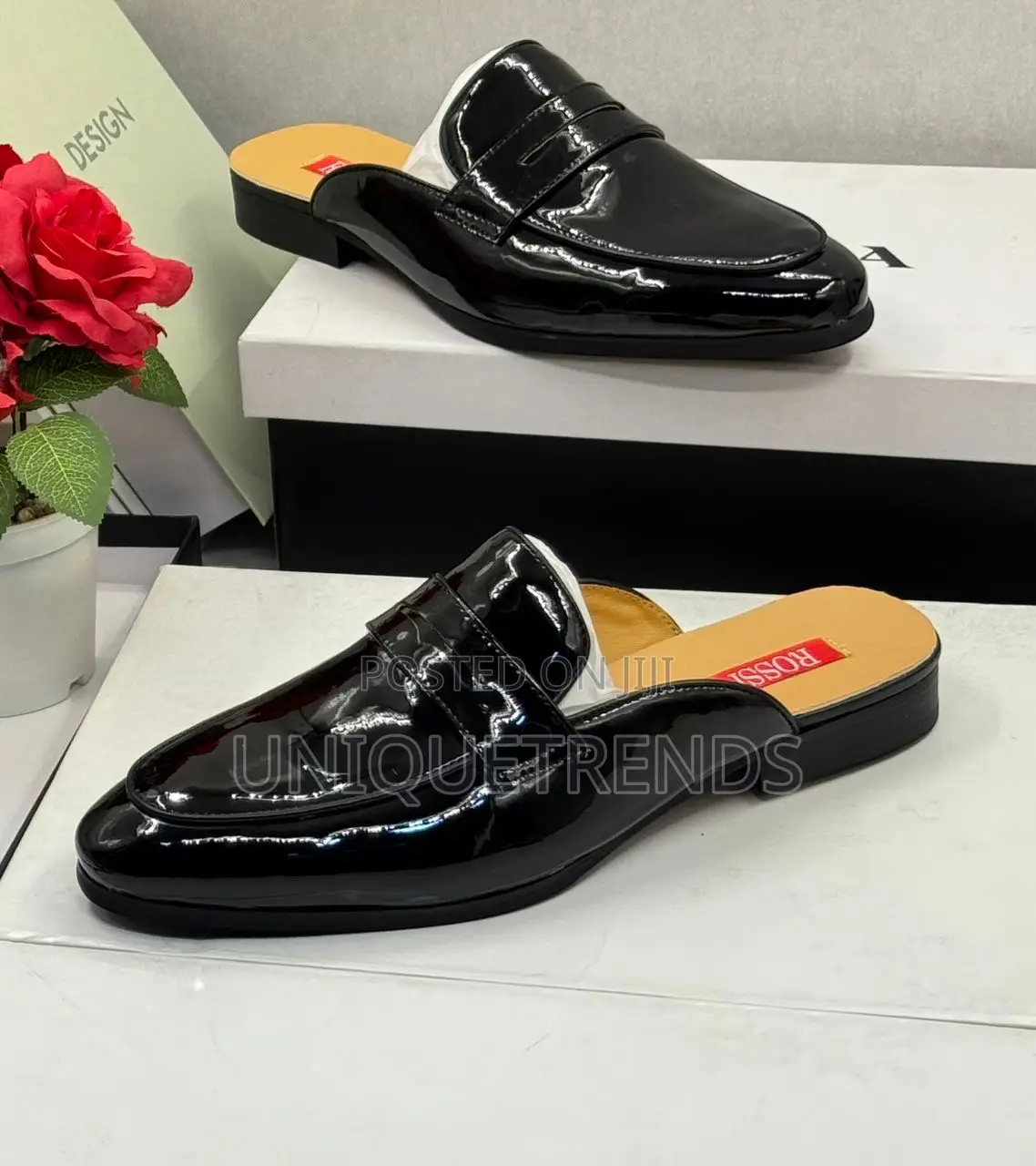 Quality Rossi Patent Leather Half Shoes