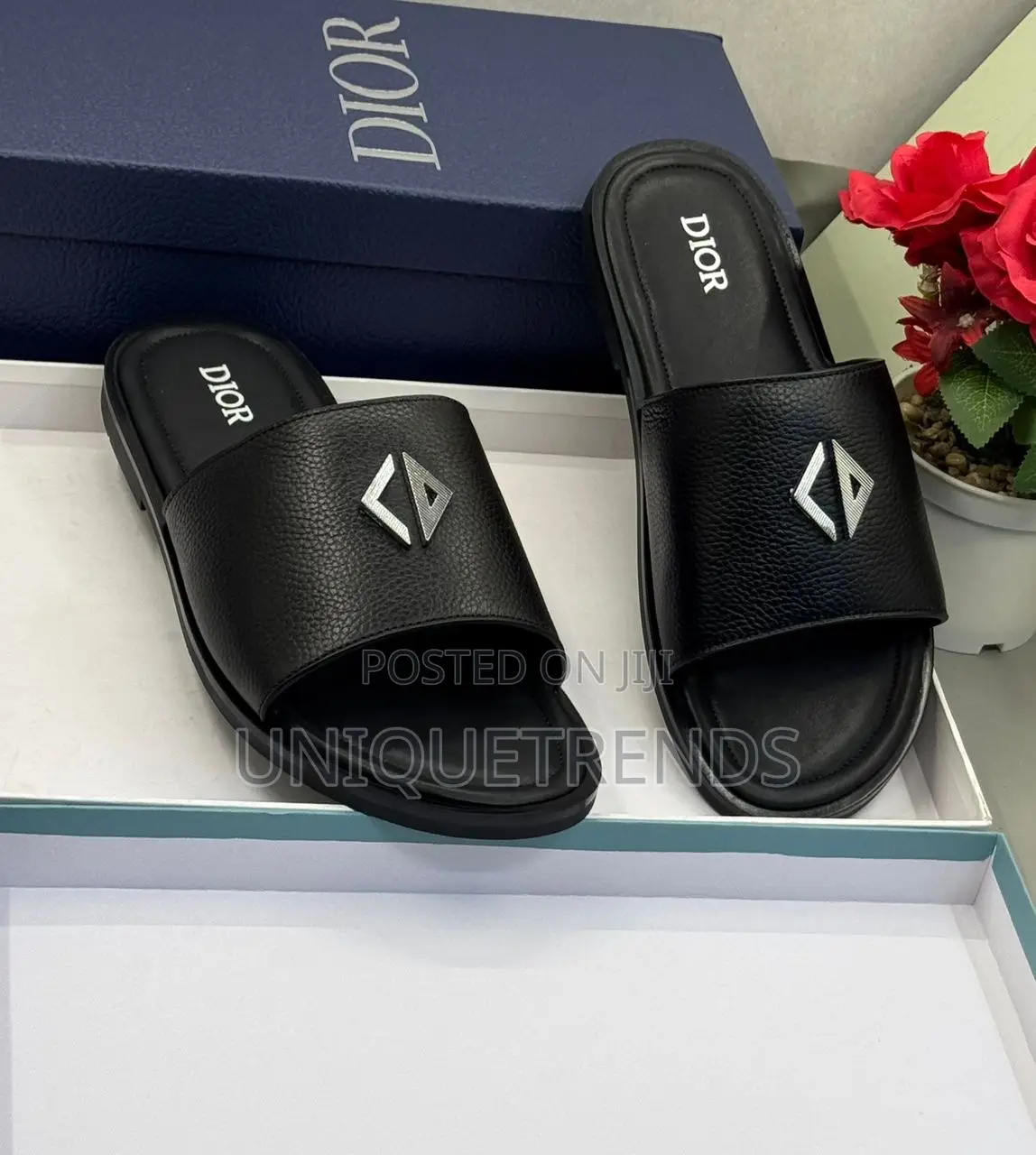 Original Christian Dior Leather Slippers (Black)