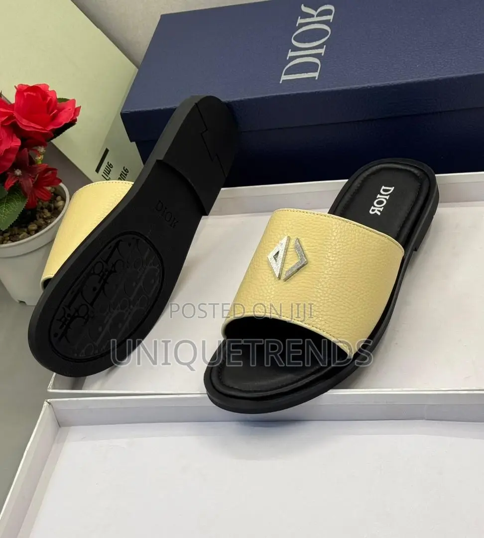 Original Christian Dior Leather Slippers (Yellow)