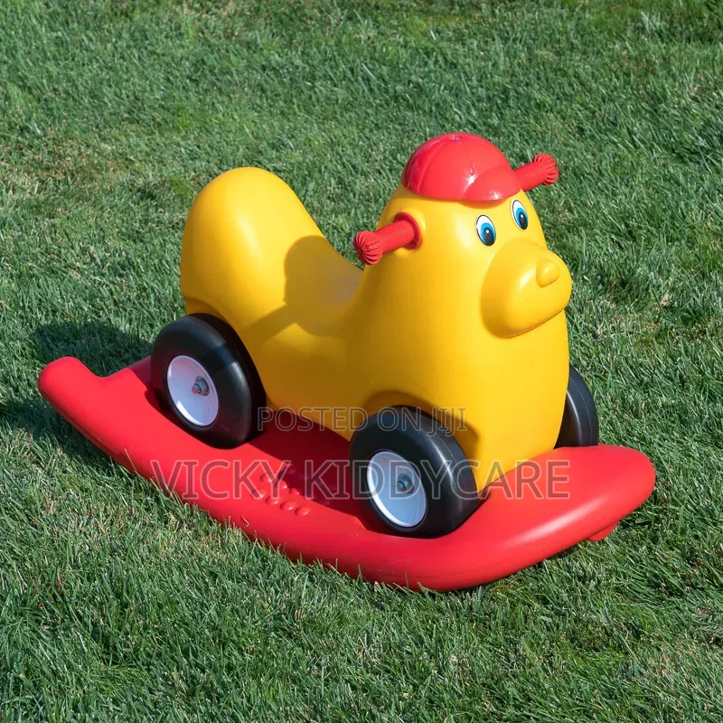 2-in-1 Plastic Rocking Horse And Ride-on Toy Designed For Toddlers.