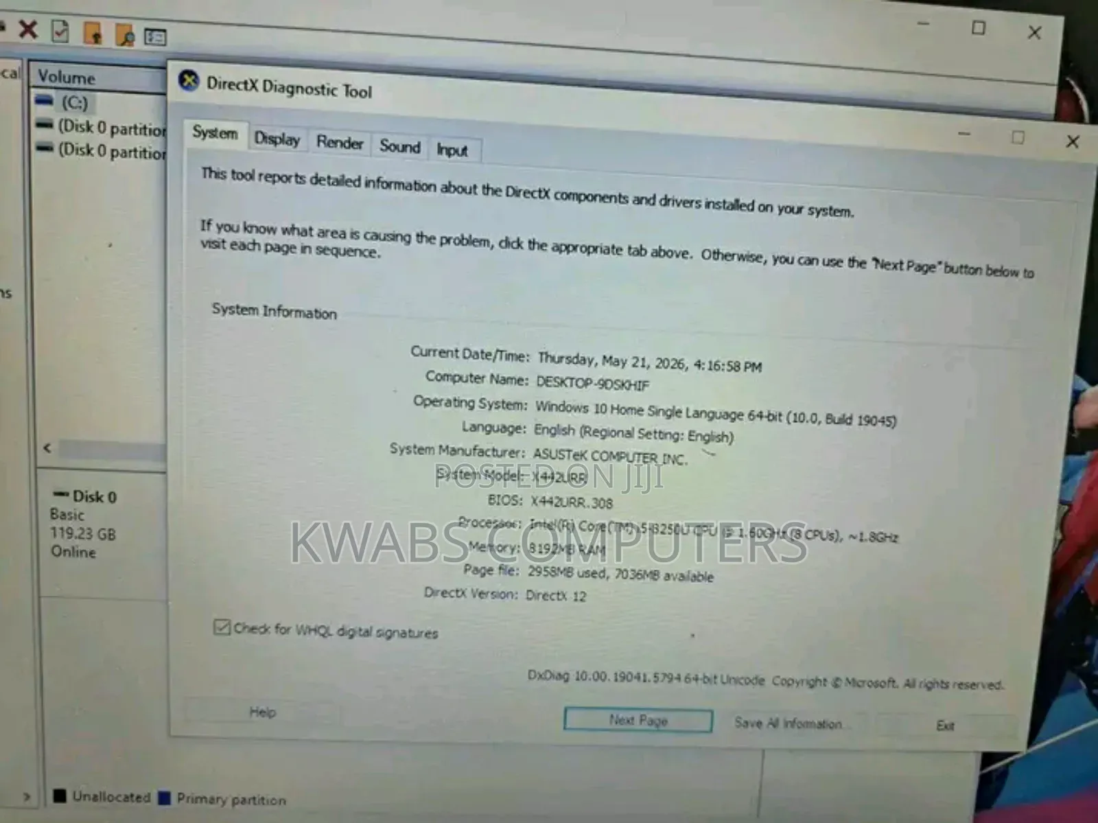 Laptop Asus A42JK 8GB Intel Core i5 SSD 512GB