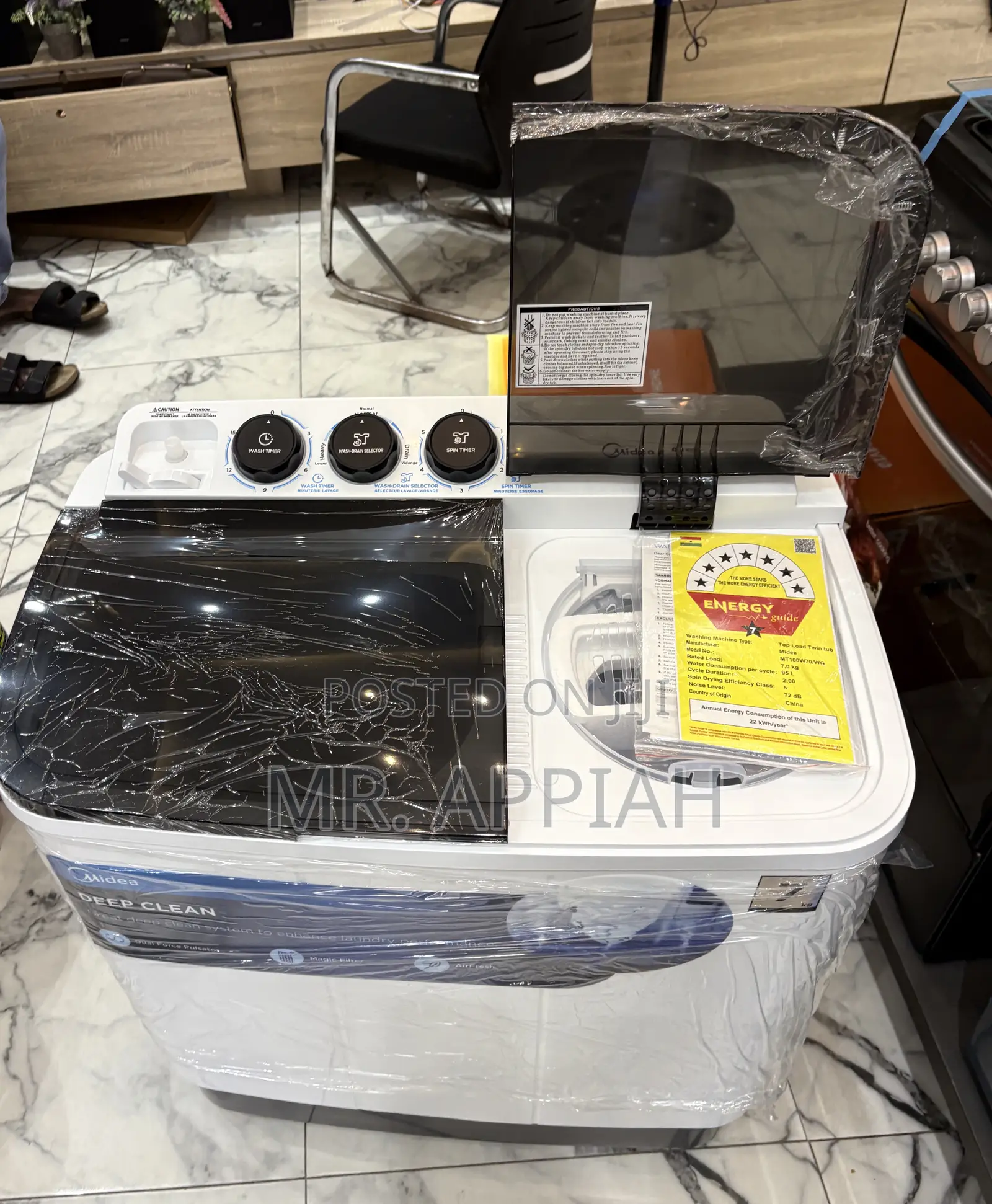 Super Durable Midea 7kg Spin Dry Twin Tub Semi-Auto Washing Machine.