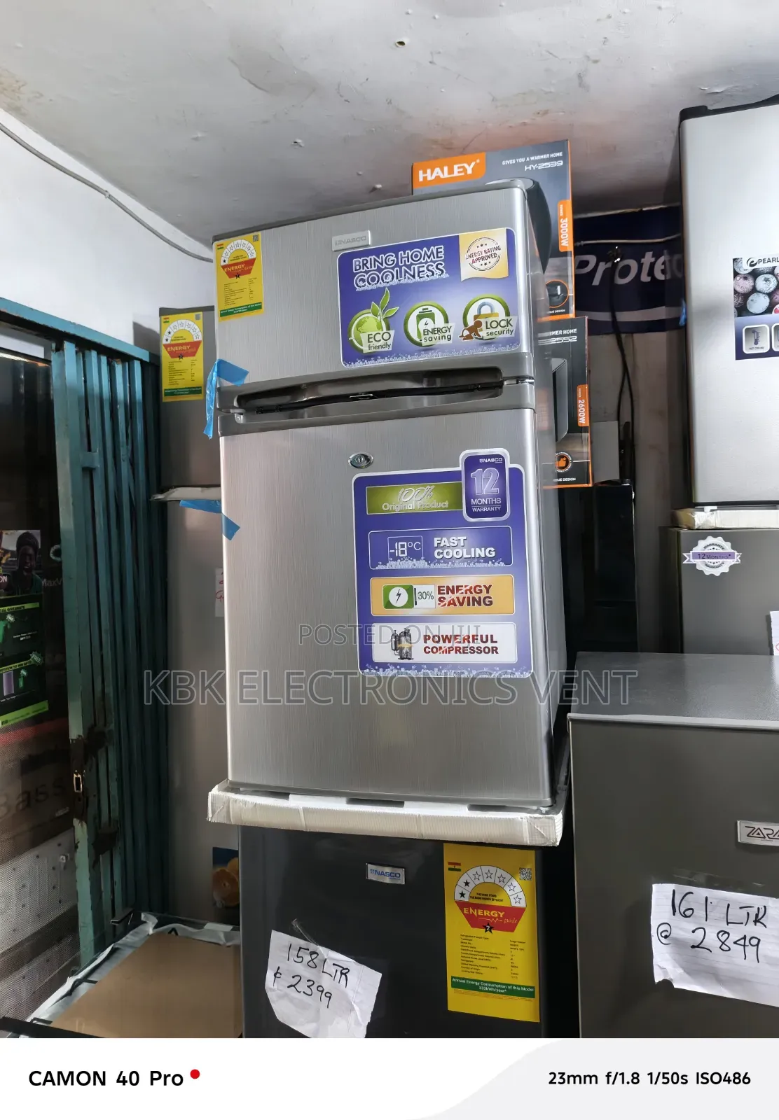 Nasco 85liter Table Top Double Door Fridge