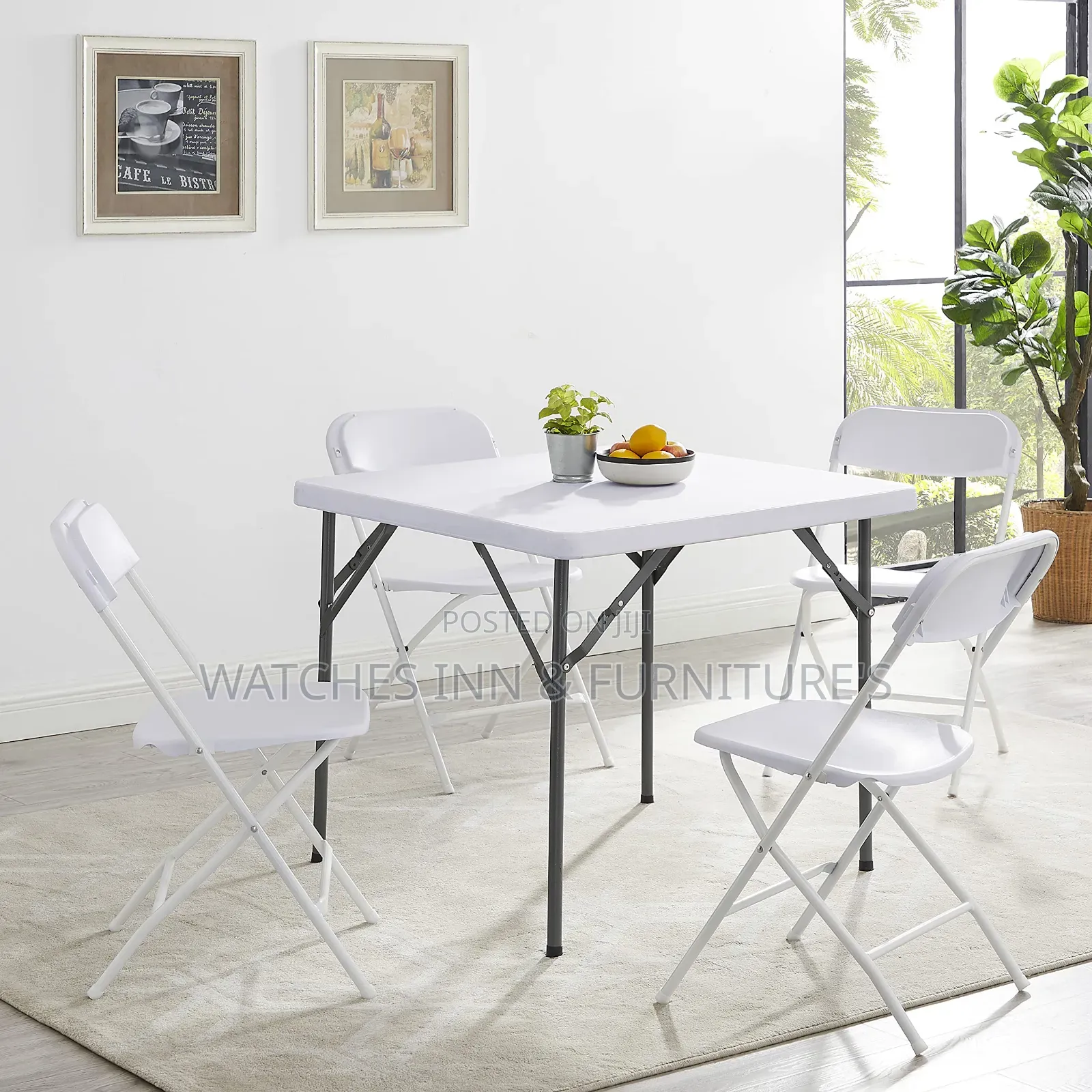 Quality White Table With 4 Chairs ( Foldable )