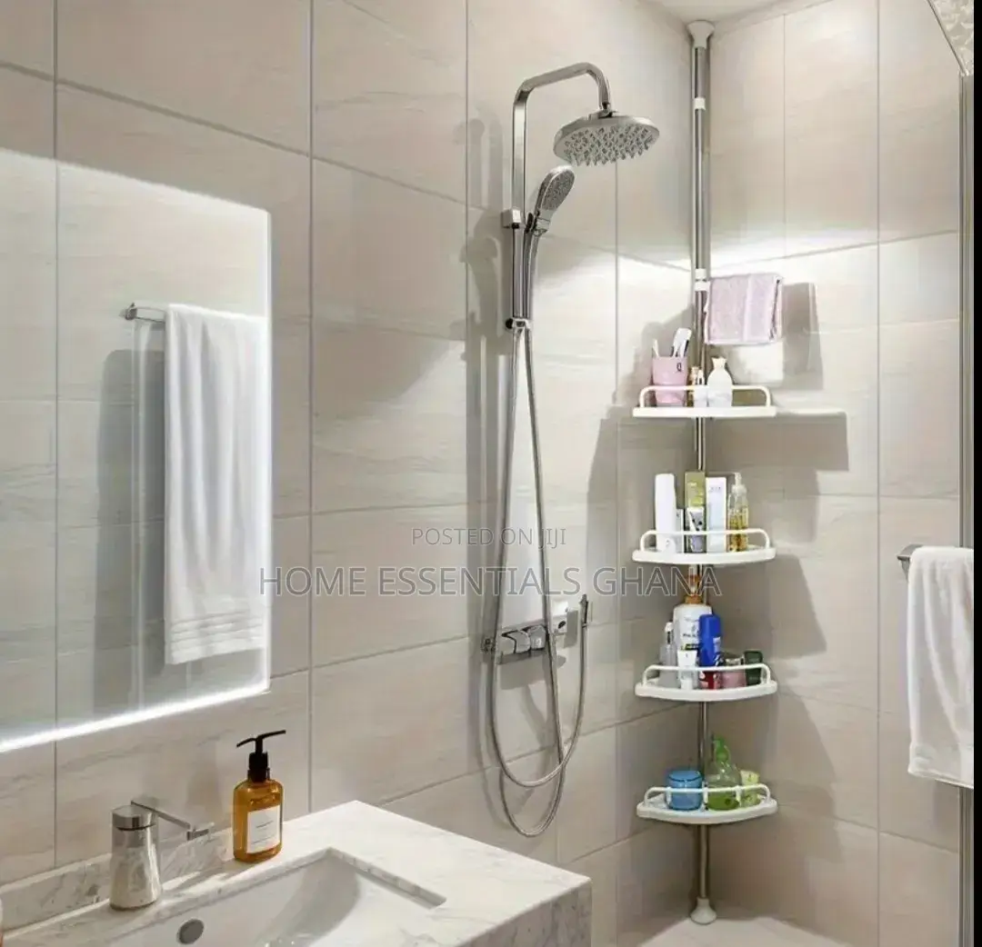 Adjustable Telescopic Bathroom Corner Rack – Stylish Storage Shelf