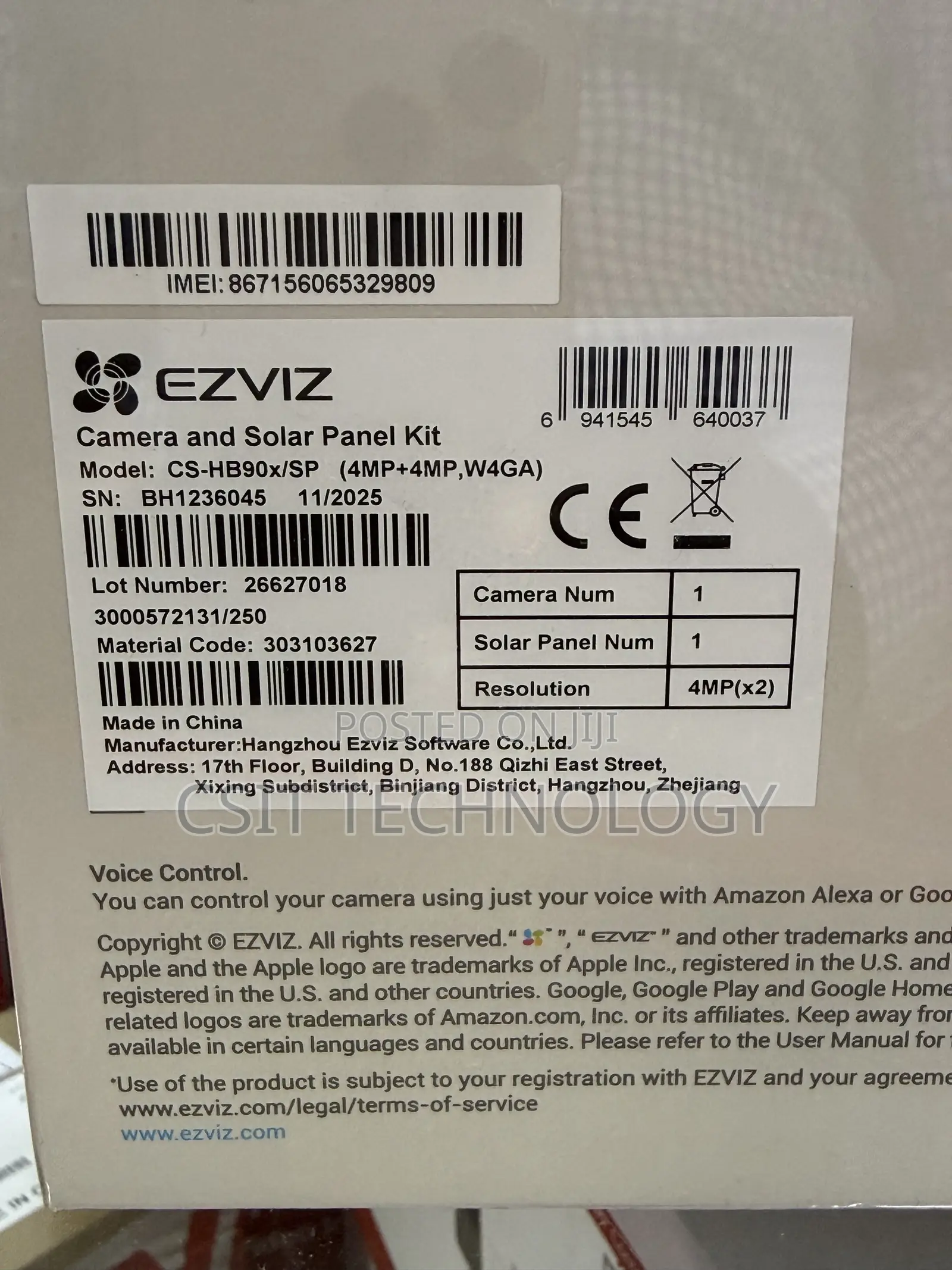 Ezviz Solar Camera Cs-Hb90x/Sp 4mp