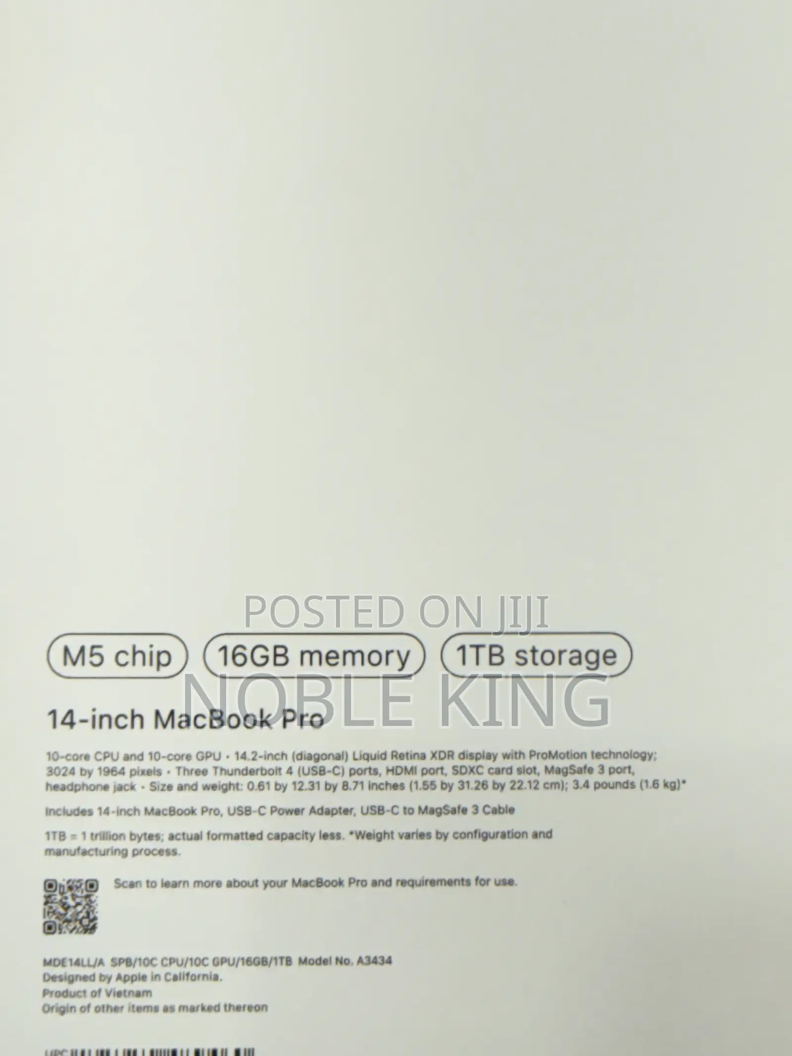 New Laptop Apple MacBook Pro 2025 M5 16GB Apple M5 SSD 1T