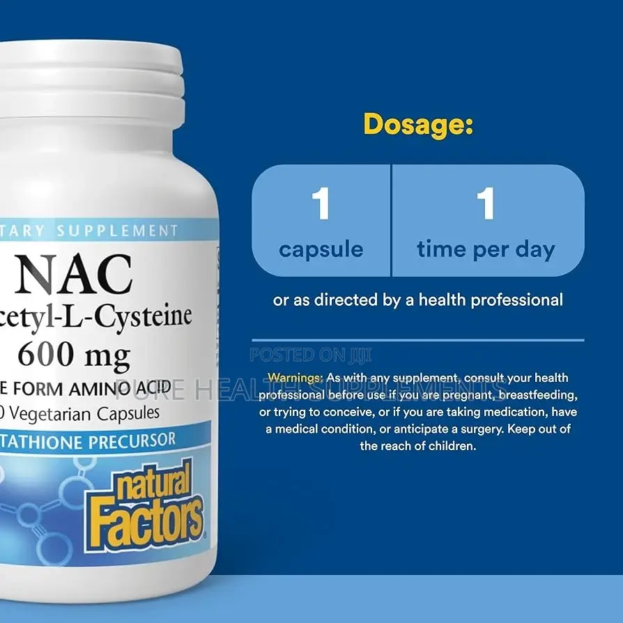 Nac N-Acetyl-L-Cysteine 600 Mg, Liver Brain Kidney Health, 60 Veg Caps