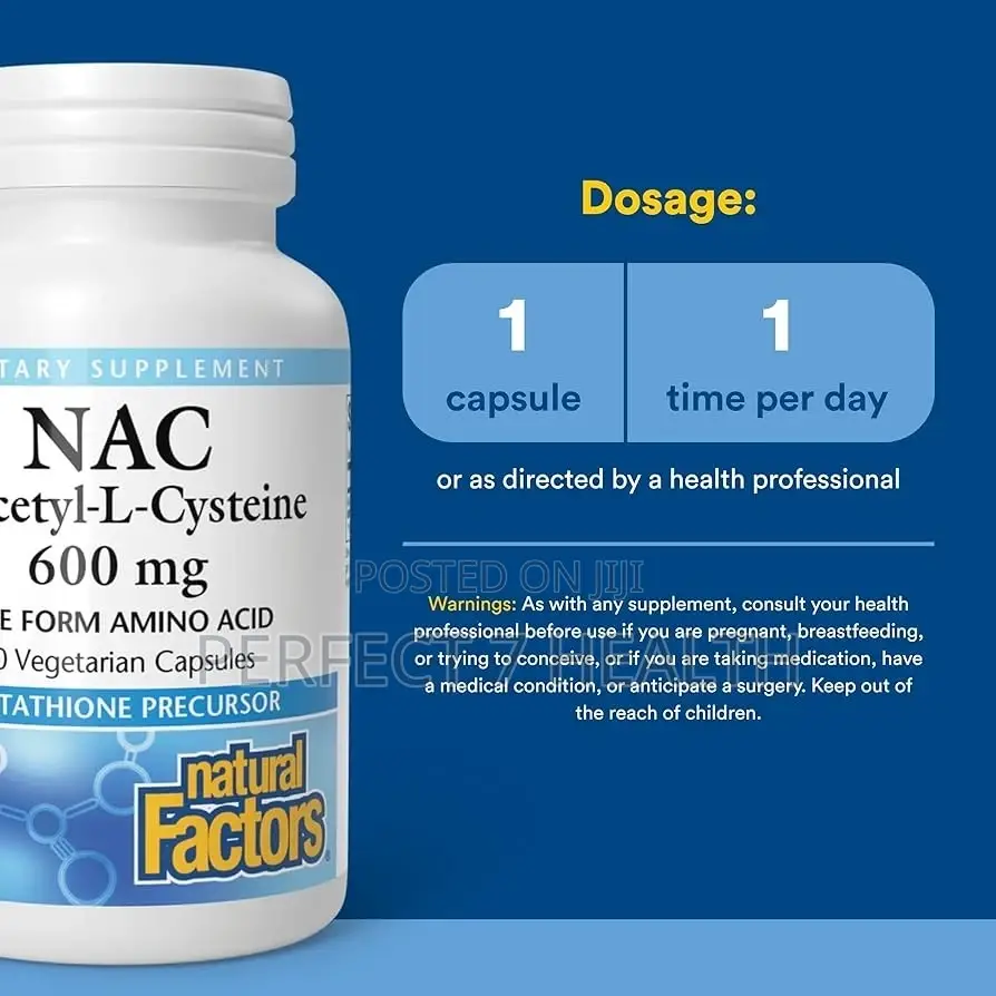 Nac N-Acetyl-L-Cysteine 600 Mg, Liver Brain Kidney Health, 60 Veg Caps