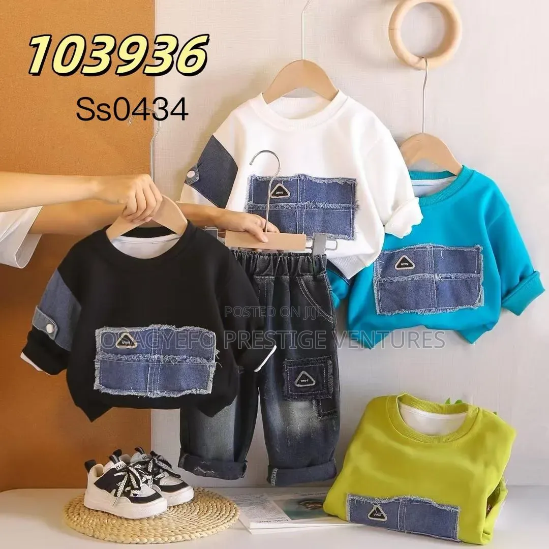 Denim Pocket Kids Outfit Set