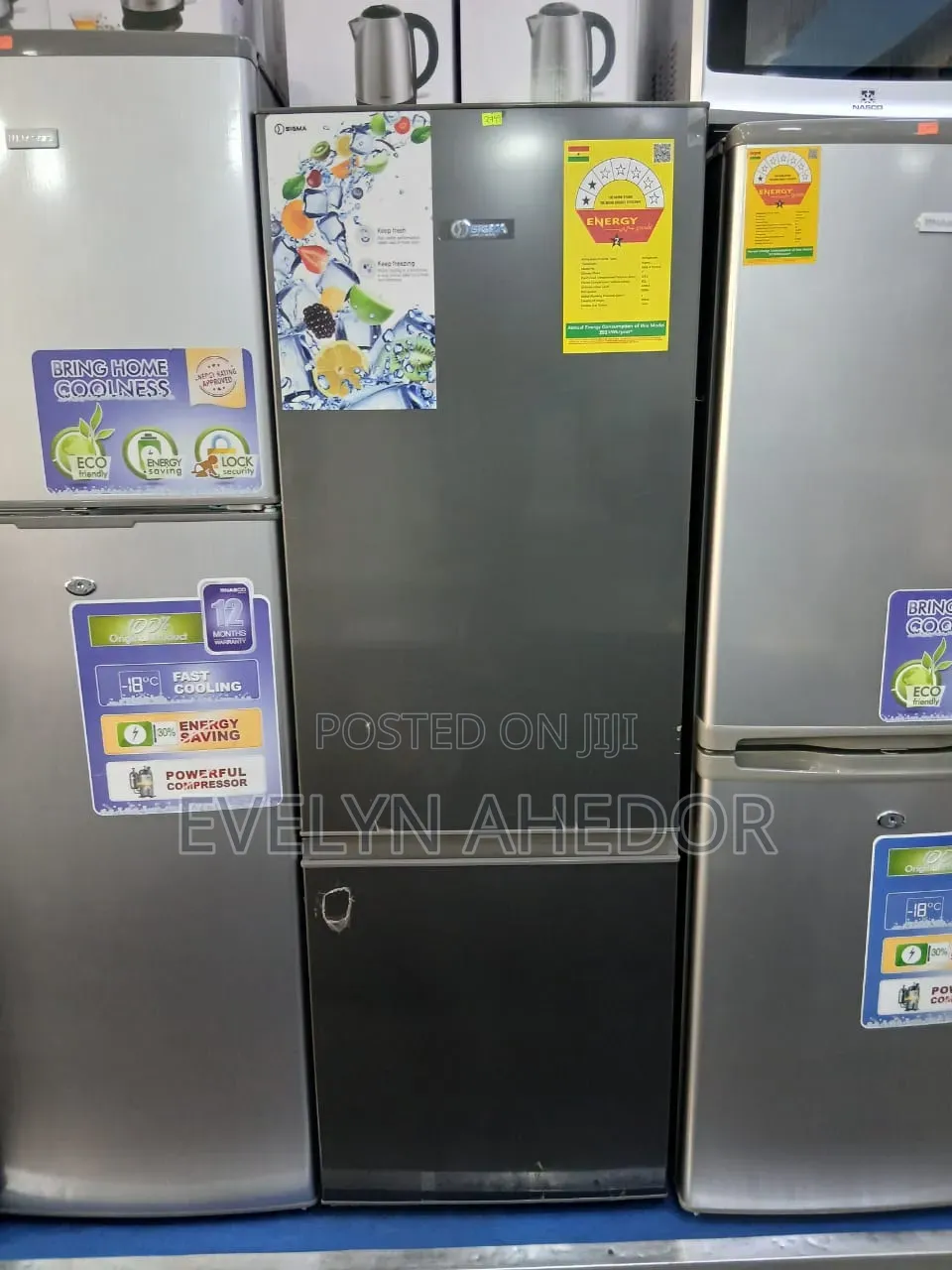 Dark Gray Colour Sigma Bottom Freezer 163l Double Door Fridge for Sale