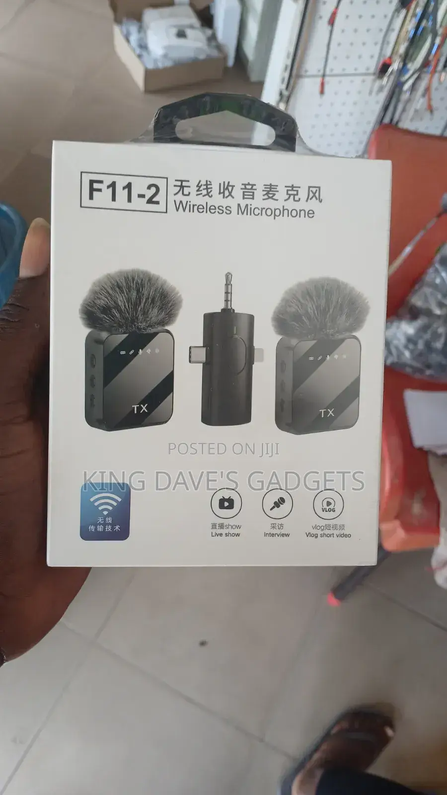 F11-2 Dual Wireless Lavalier Microphone With Interview Mic Stick Combo