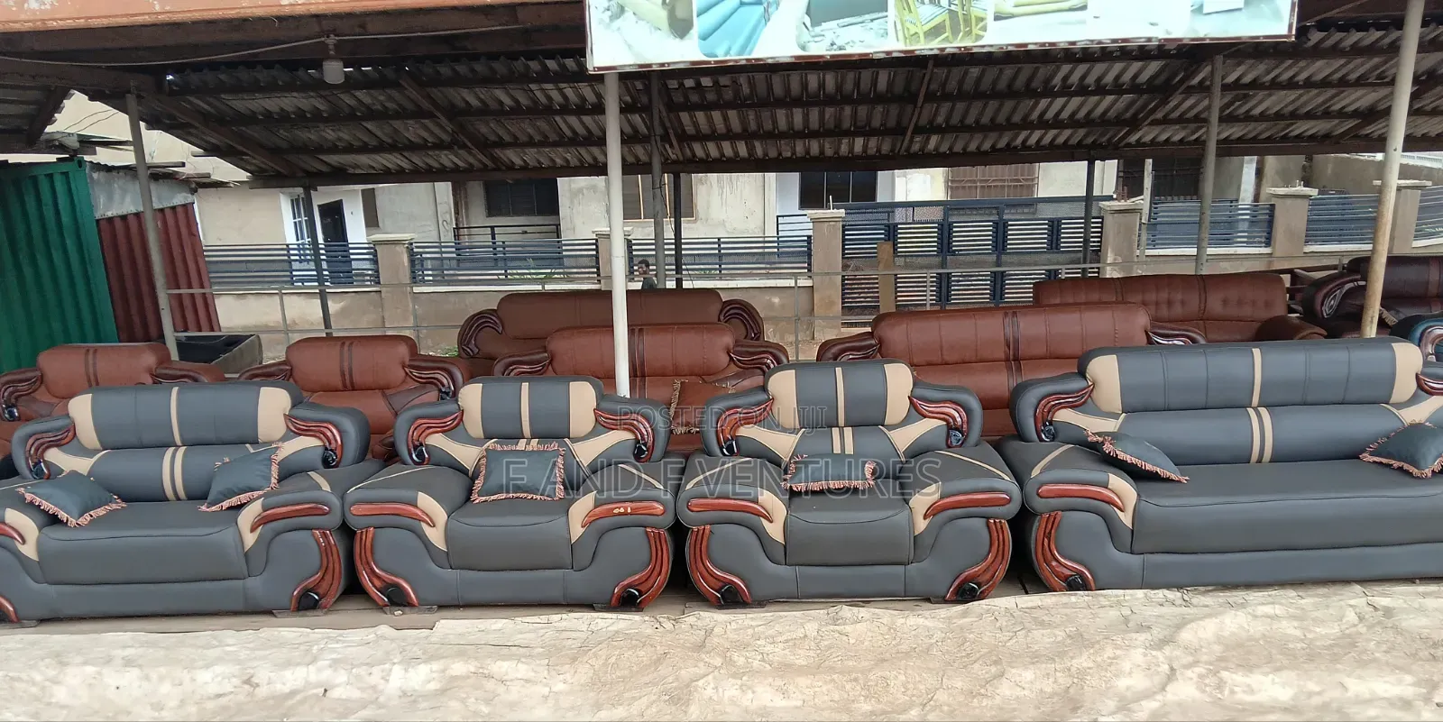 Modern Sofa Set (Grey and Beige)