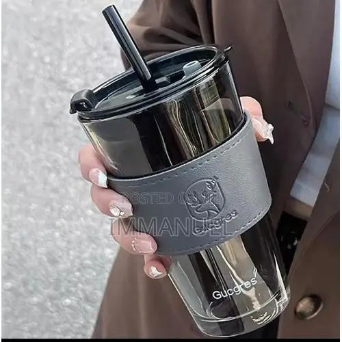 Glass Cup With Straw