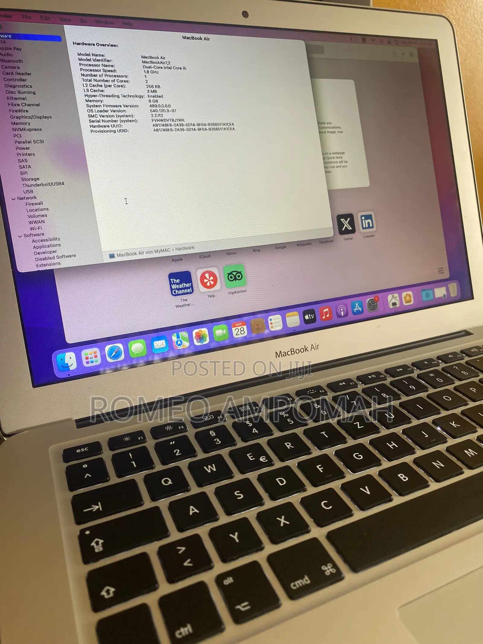 Laptop Apple MacBook Air 2017 8GB Intel Core i5 SSD 128GB