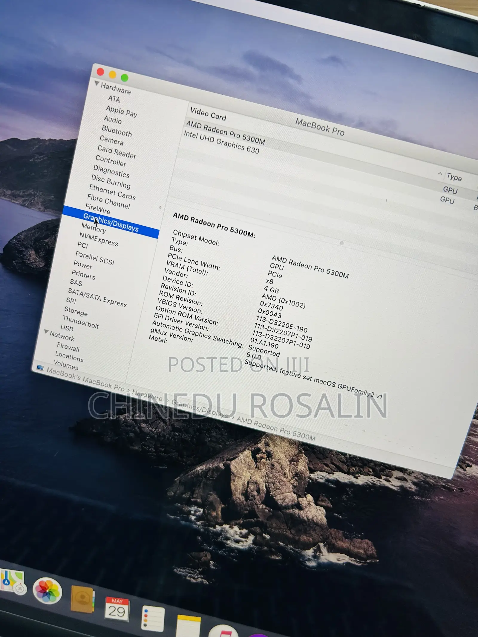 Laptop Apple MacBook Pro 2019 16GB Intel Core i7 SSD 512GB