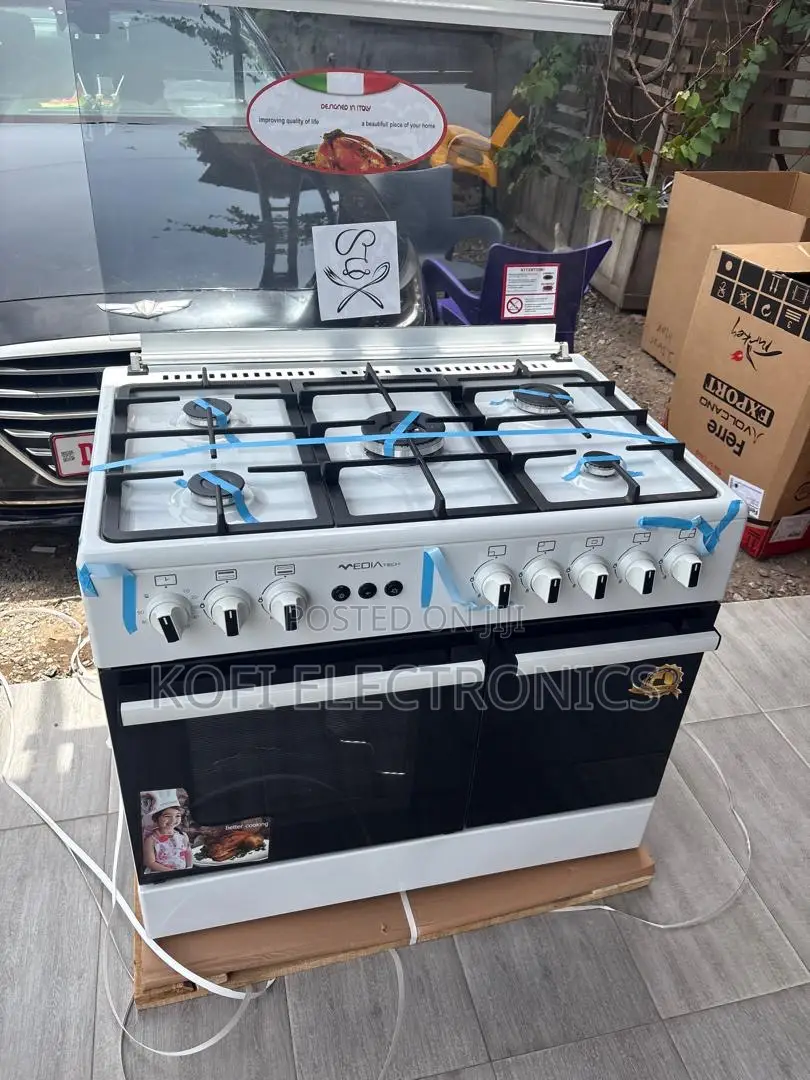 Mediatech 60x90 White Gas Cooker Spacious Cooking Made Easy