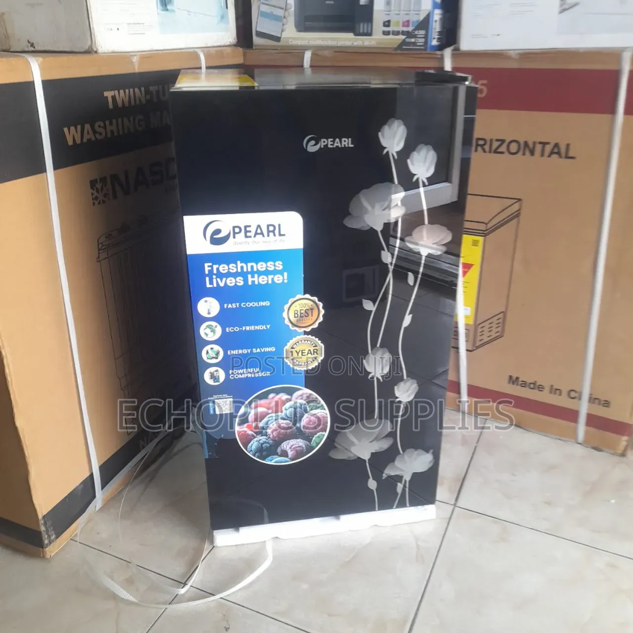 Pearl Table Top Fridge/80 Liters/ Single Door/Glass Design