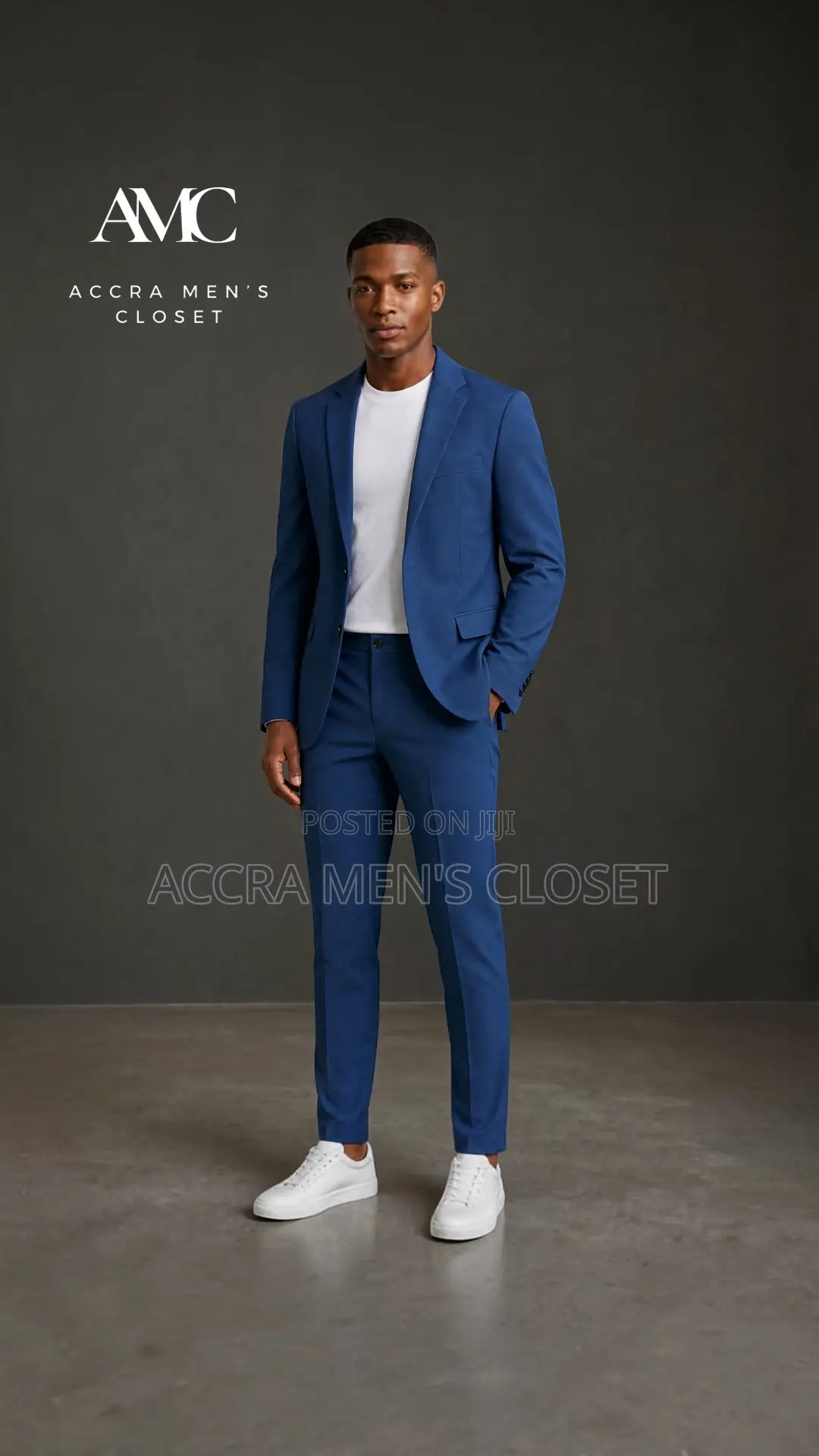 Men's Slim Fit Blue Suit – 2 Piece Business Casual Suit