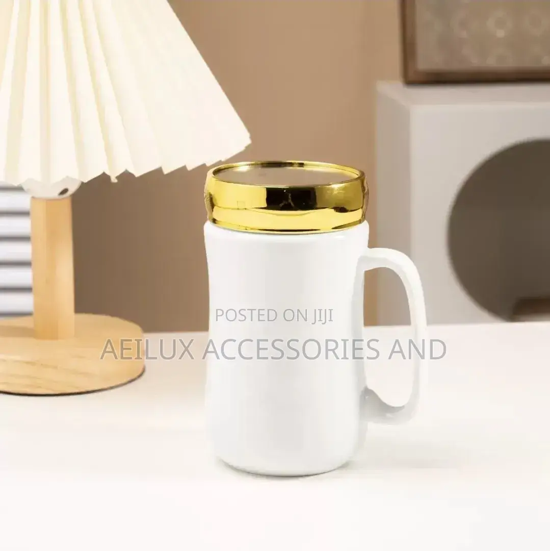 Ceramic Mug With Gold Mirror Lid
