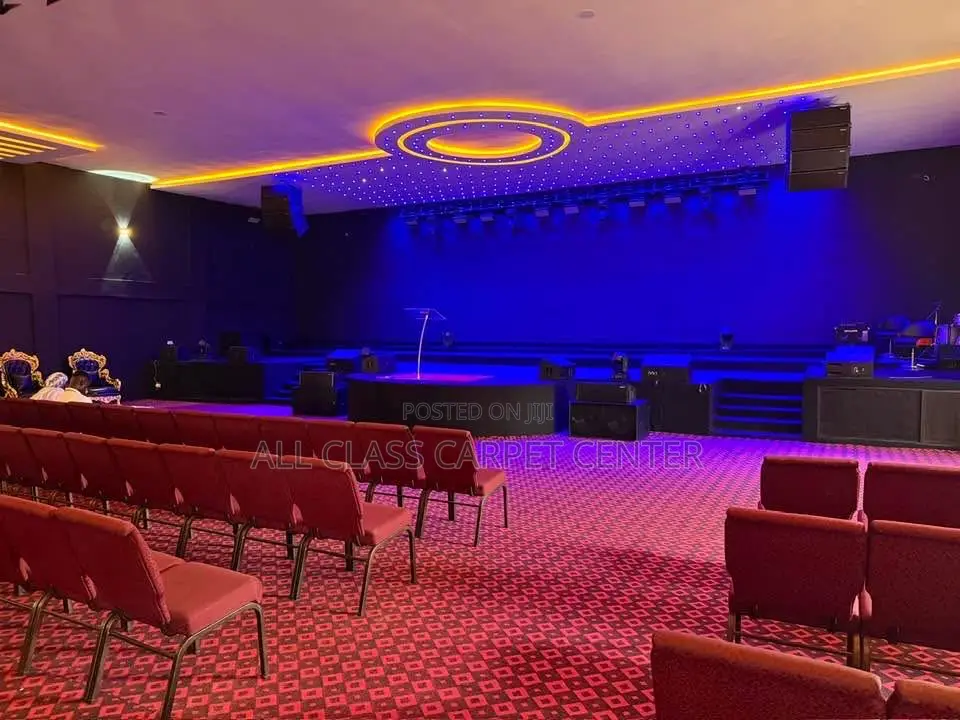 Wine Carpet With Black Designs for Offices and Auditorium