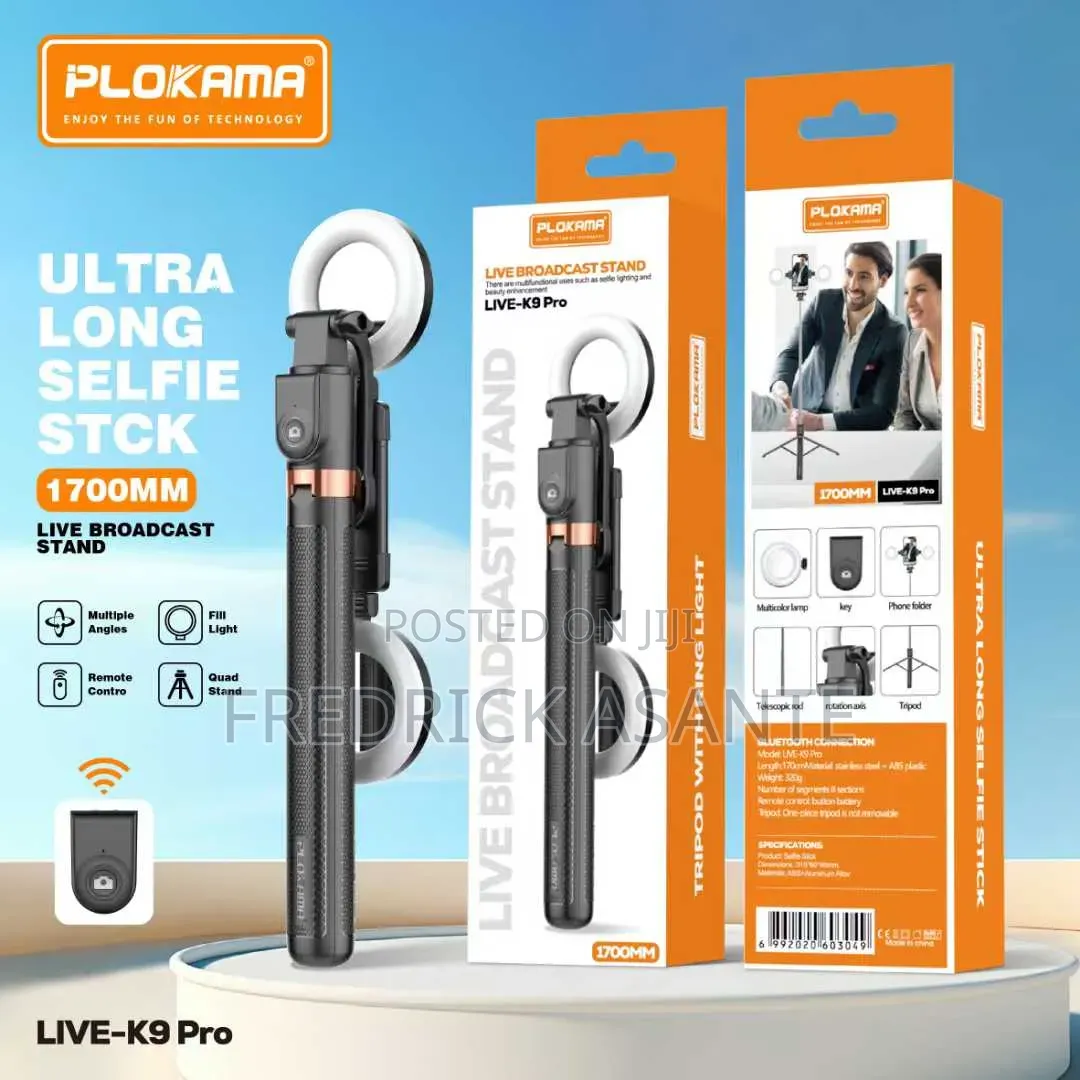 Pro Selfie Stick Tripod With Dual Ring Lights