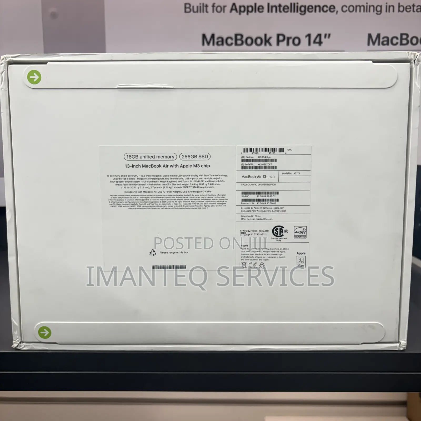 New Laptop Apple MacBook Air 2024 M3 13-inch 1GB Apple M3 SSD 256GB