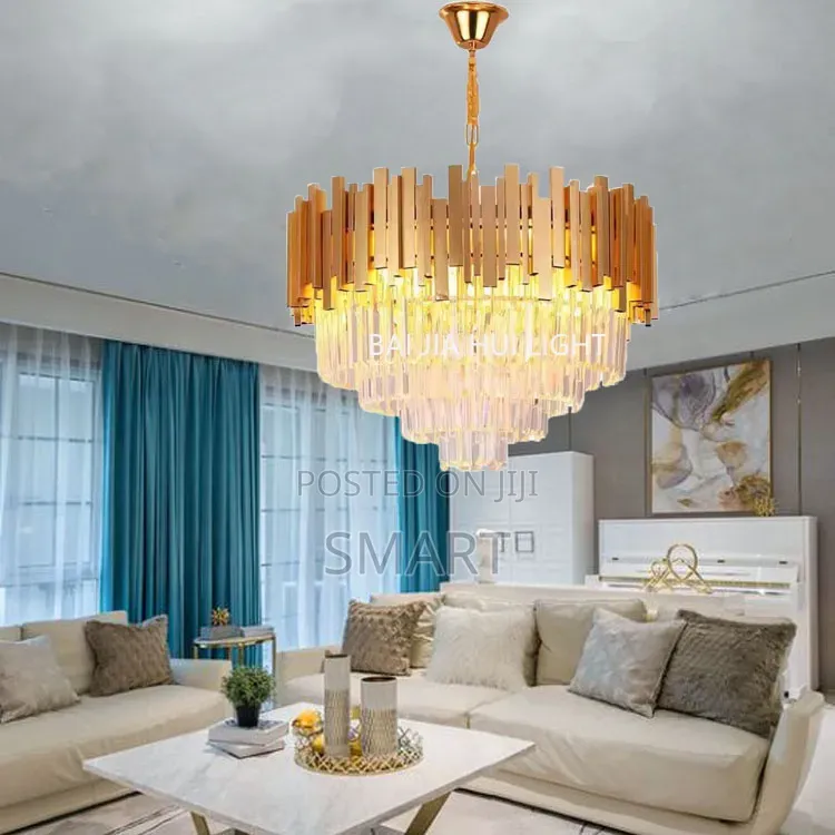 Elegant European- Style Crystal Chandelier. Gold. 3 Color Changeable