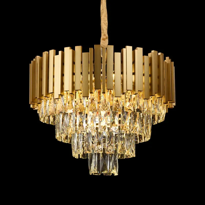 Elegant European- Style Crystal Chandelier. Gold. 3 Color Changeable