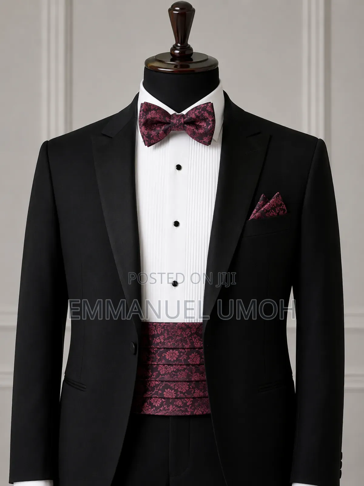 Classic Bow Ties With Matching Cummerbunds and Pocket Kerchiefs