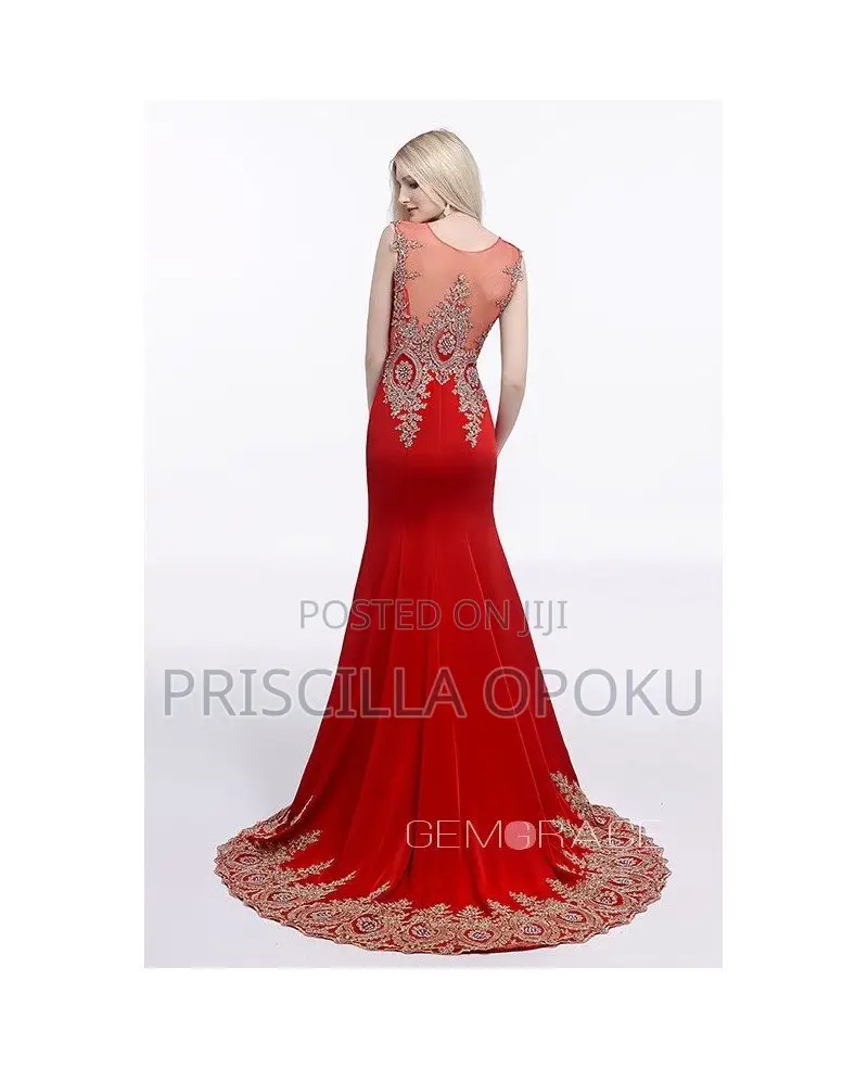 Red and Gold Abby Paris Formal Gown for Size 10/12