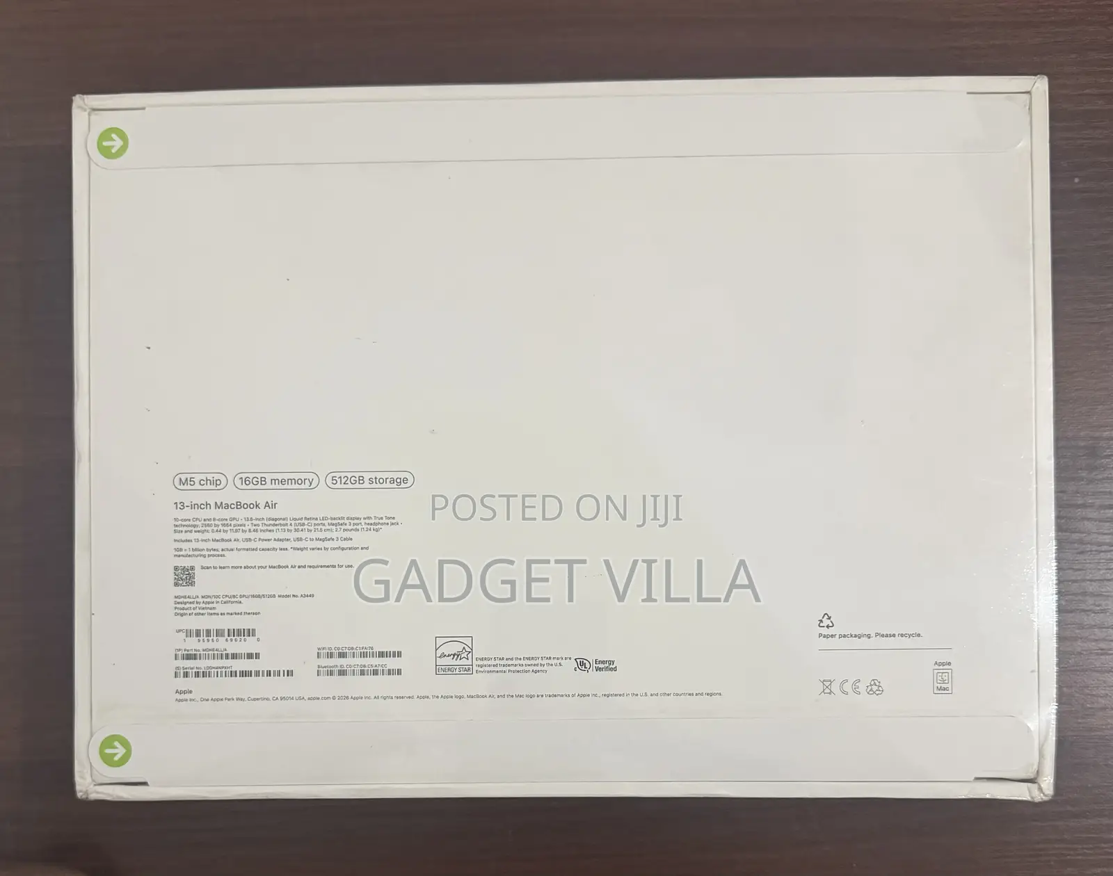 New Laptop Apple MacBook Air 2026 M5 16GB Apple M5 SSD 512GB