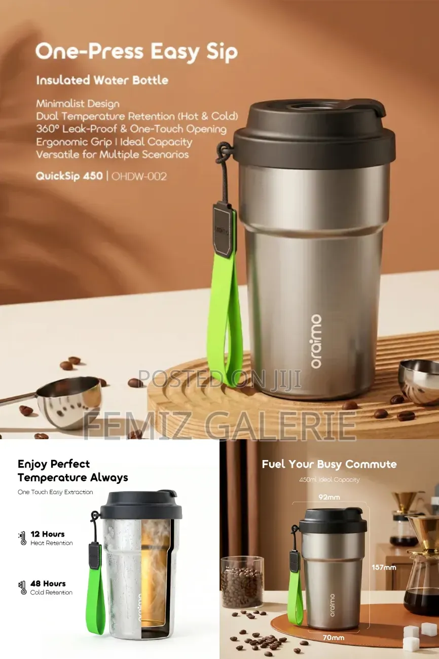 Oraimo Quicksip 450 Temperature-Lock Leakproof Insulated Water Bottle