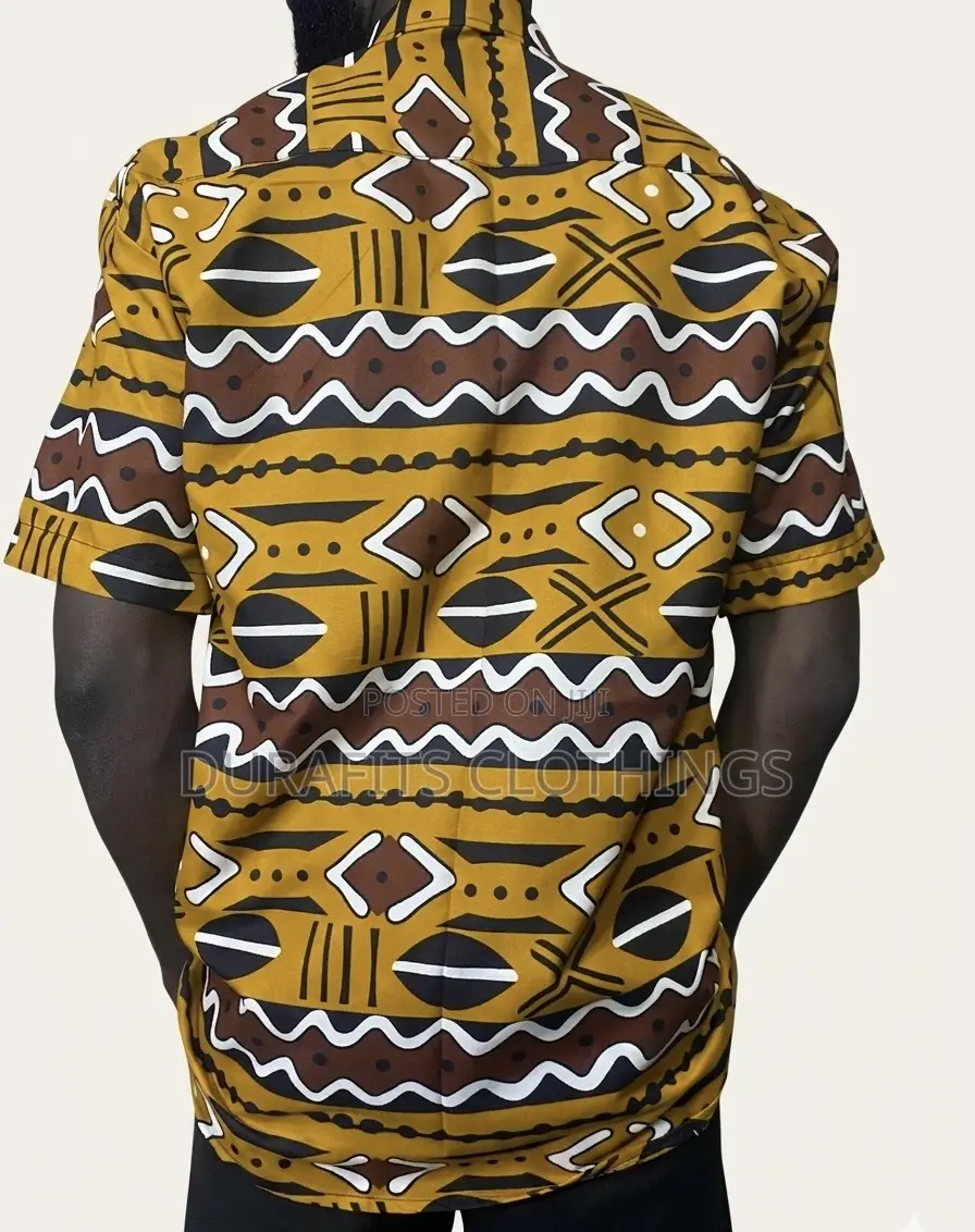 Stylish Men's Casual Shirt With Traditional African Pattern